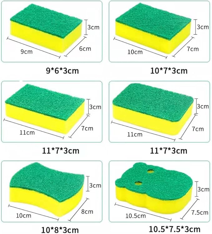 Heavy Duty Scrub Sponges – Kitchen Dish, Sink and Bathroom Cleaning Scrubber Sponge - with Non-Smell Scouring Pad (Right Angle 2 pcs)