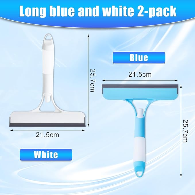 2 Pcs 3 in 1 Window Squeegee Cleaner,3 in 1 Spray Squeegee,WindowSqueegee with Spray,Squeegee for Shower Glass,for Car, Home, Kitchen Window,All-Purpose Window Cleaner Tool (Blue+White)