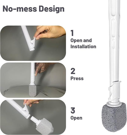 Upgrade Pumice Stone Toilet Bowl Cleaner,Bathroom Cleaner Brush Toilet Wand Refills with 30CM Long Handle for Remove Hard Water Stains with 1 Wand+ Pumice Stones (10 Pack)