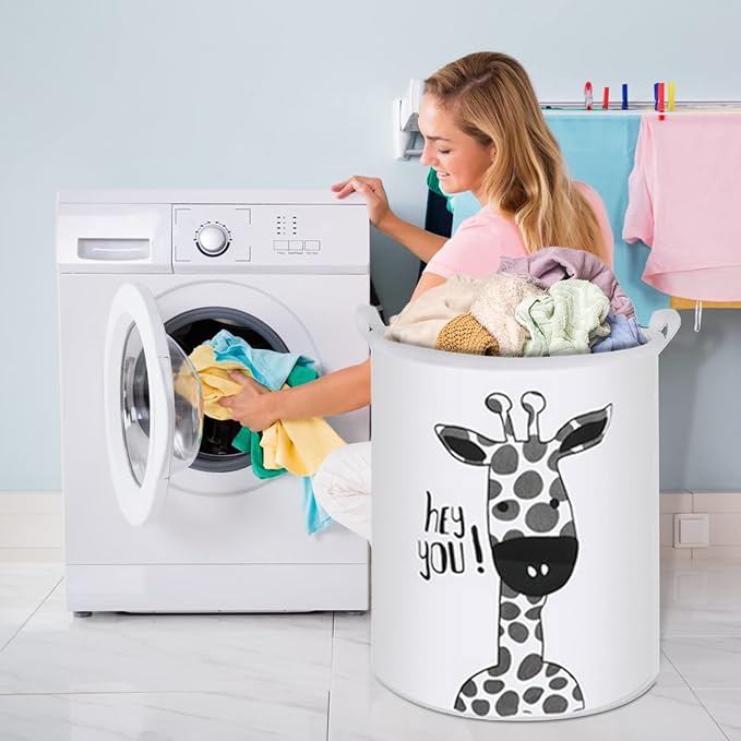 Collapsible Laundry Basket in Bedroom Waterproof Laundry Hamper in Bathroom Large Laundry Bag in College Dormitory Cloakroom Livingroom Nursery Organizer Toy Bin Giraffe-002