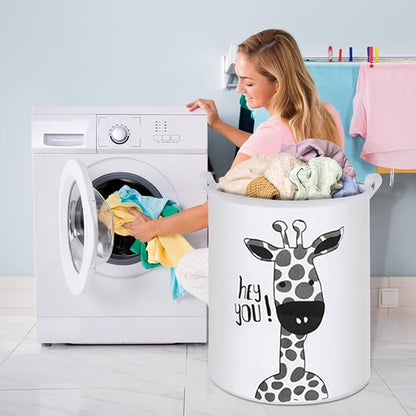 Collapsible Laundry Basket in Bedroom Waterproof Laundry Hamper in Bathroom Large Laundry Bag in College Dormitory Cloakroom Livingroom Nursery Organizer Toy Bin Giraffe-002