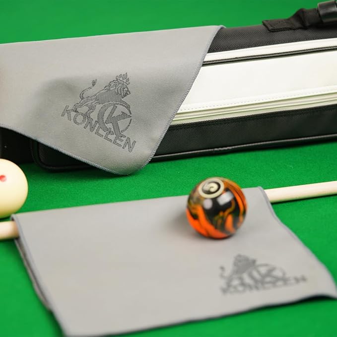 KONLLEN Billiards Billiard cue Towel - 100% Cotton Black 8-Ball Pool Cue Clean Towel Maintenance Accessories Cleaning Set Shaft Wax + Cleaning Powder +