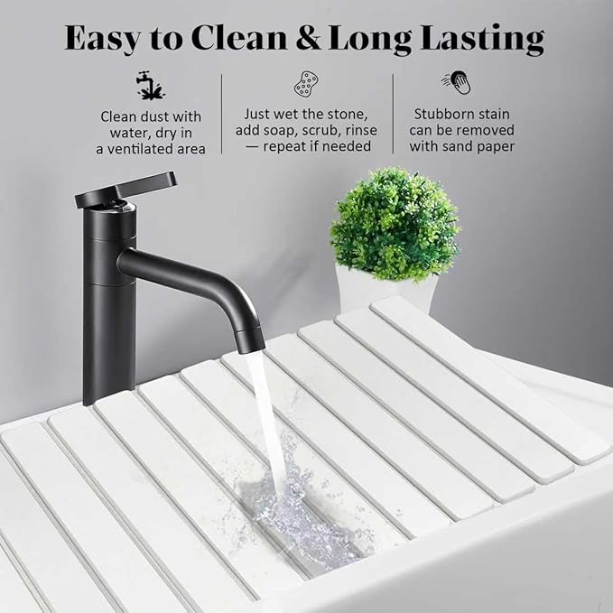 Large Stone Dish Drying Mats for Kitchen Counter, 28"(L)×16"(W), Fast Drying Collapsible Dish Drying Mat, Eco-Friendly Absorbent Diatomaceous Earth Mats for Dishes Bottles Cups, Match Any Countertop