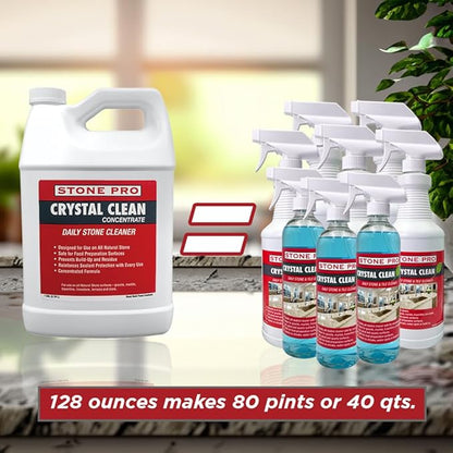 Stone Pro Crystal Clean - Surface Cleaner & Sealer, Concentrate 128 oz Gallon