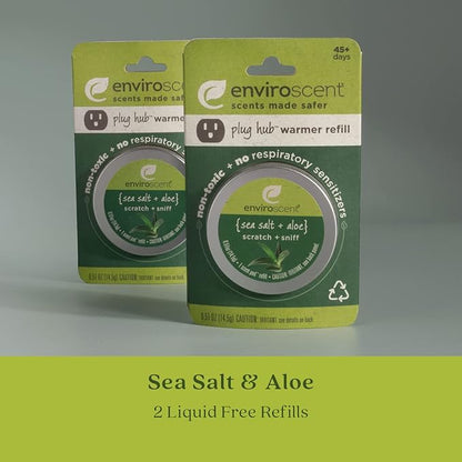 Enviroscent Non-Toxic Air Freshener Paper Refills - Compatible with Enviroscent Plug Hub® Warmer Kit - Home Fragrance Lasts Up to 90 Days - Sea Salt & Aloe Scent (Pack of 2)
