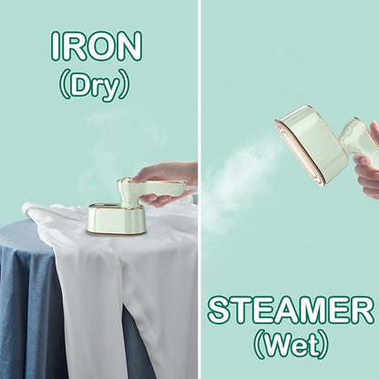 Travel Steamer Iron for Clothes Mini - Portable Ironing Machine Travel Small Size Portable Steamer Travel College Dorm Home Essentials (MintGreen)
