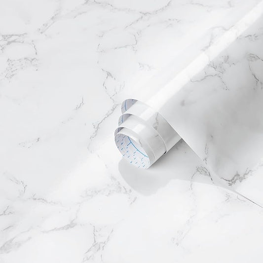Dimoon 15.7''x161.4'' Marble Peel and Stick Wallpaper White Granite Contact Paper for Countertops Waterproof Kitchen New Environmentally Friendly Materials Thickening Upgrade Renter Friendly Vinyl