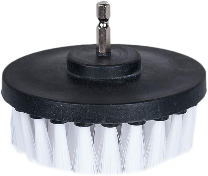 HIFROM Drill Brush - 4 inch Power Drill Attachment Soft Bristle White Quick Change Shaft Scrub Cleaning Brush for Carpet, Upholstery, Leather, Glass (White)