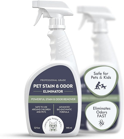 Smiling Paws Pets Cat & Dog Urine Odor Eliminator | Cat Urine Enzyme Cleaner Destroyer | Pet Urine Enzyme Cleaner | Pet Odor Eliminator, Stain & Odor Remover of Cat Dog Pee from Wood Carpet Upholstery