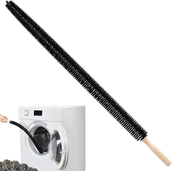 Dryer Vent Cleaner Brush, Flexible Vacuum Dryer Lint Refrigerator Coil Cleaning Brush Lint Trap Cleaning Removal Tool for Trap and Duct, Wood Handle