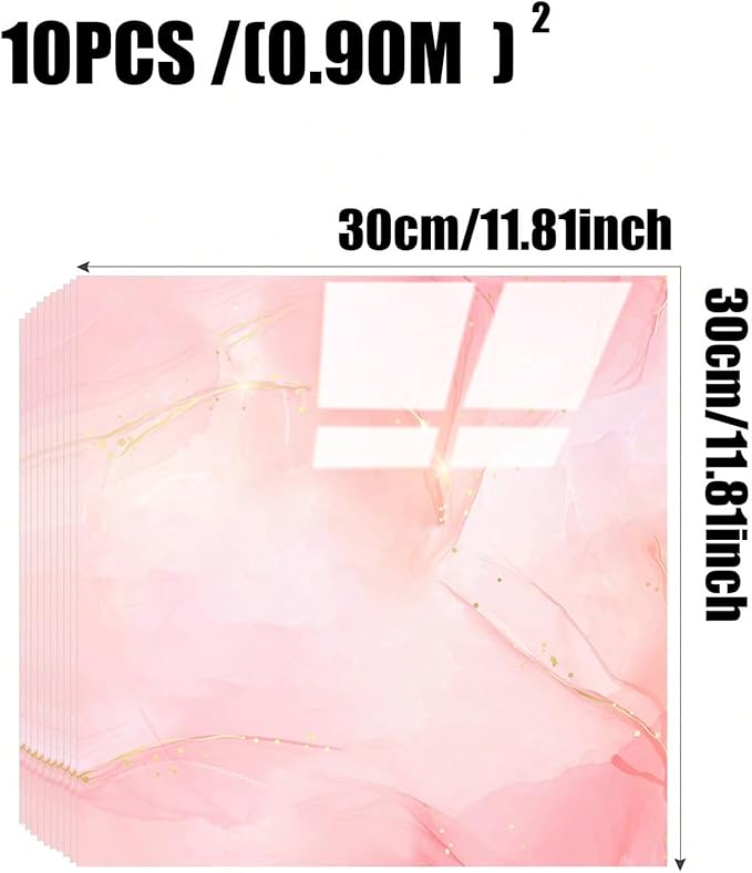 Chejiaye 10pcs Marble Peel and Stick Backsplash Waterproof Washroom Wall Panels, Peel and Stick Tile, PVC Foam Wall Panels for Kitchen,Bathroom,Living Room,Pink Wallpaper(Not Real Tile,11.8" x 11.8")
