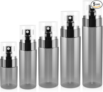 5Pack Small Spray Bottle, Black Plastic Fine Mist Mini Spray Bottles, Empty Refillable Travel Bottles for Hair, Cleaning, Salons, Planting, Skin Care