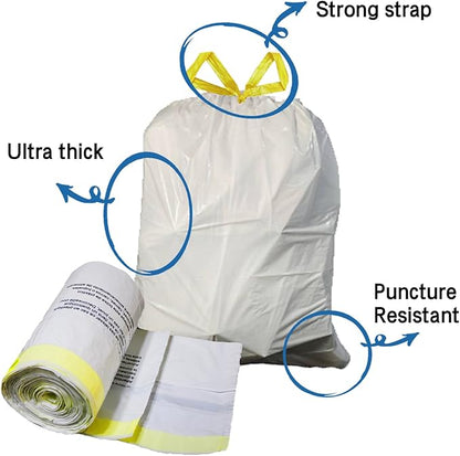 Large Trash Bags, Big Tall heavy duty 21 Gallon/ 50-90 Liter Drawstring Trash Bags, Easy-Dispense Leaf Roll, tear-free design, Extra-Strong Unscented 30 Count for Kitchen & Household & Commercial.