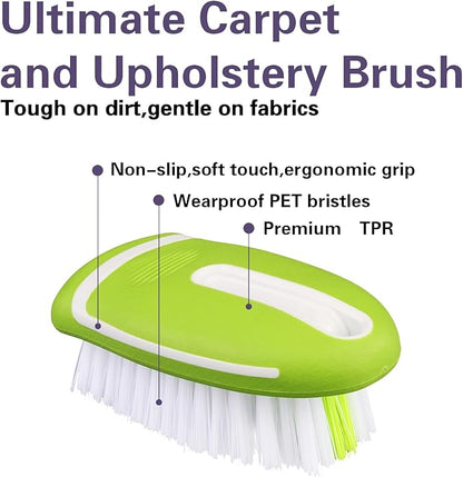 Carpet and Interior Cleaning Brushes, car wash Brush, Carpet Washing Brushes, Hard Bristle Detail Brushes, car and Home Interior Leather Brushes (Green)