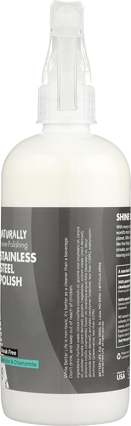 Better Life Natural Streak Free Stainless Steel Polish, Lavender and Chamomile, 16 Ounces, 24185