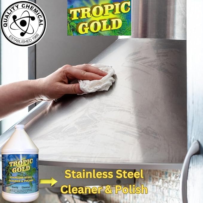Quality Chemical Tropic Gold Stainless Steel Cleaner and Polish - Magic Cleaner and Polish for Stainless Steel, Perfect Sink Stainless Steel Cleaner - 640 oz (Pack of 1)