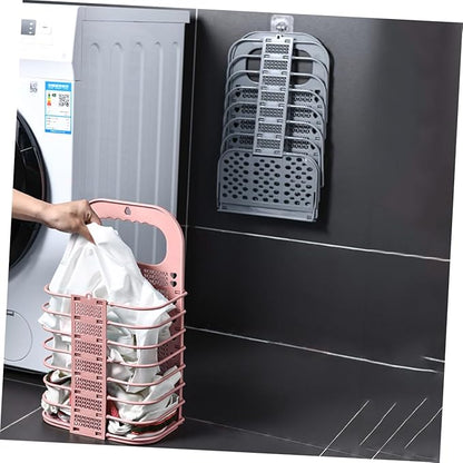 Mobestech 1pc Foldable Wall-mounted Multifunctional Basket Laundry Container Sundries Organizer for Home Storage Stylish Design Hollow View for Easy Access
