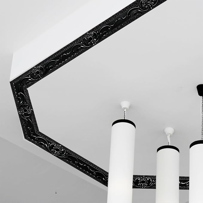 NeatiEase Flexible Molding Trim Wall Trim Self Adhesive, 16.4 Feet Peel and Stick Mirror Frame Border, Waterproof Bathroom Decor, Home Decor (Black)