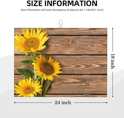 Sunflower Dish Drying Mat for kitchen Counter Large Microfiber Dish Drying Mat for Dishes Absorbent Reversible Kitchen Dish Drying Pad Rack Mat 18" x 24"
