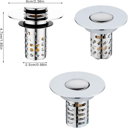Push Button Sink Drain Stoppers With Odor Prevention And Hair Catcher Steel Bathroom Basin Filter For Not Clogging Not Odor Popup Drain Stoppers