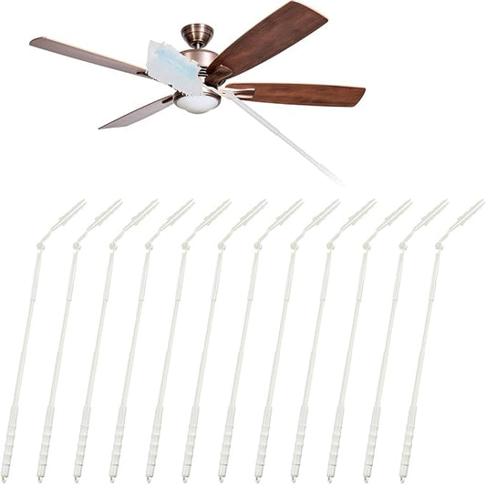 Colingmill 12 Pcs 3 ft Replacement Handles Compatible with Duster Refills, Extendable Long Extended Handle Only, Adjustable Length for Ceiling Fans, Blinds, Shelves, Windows (White)