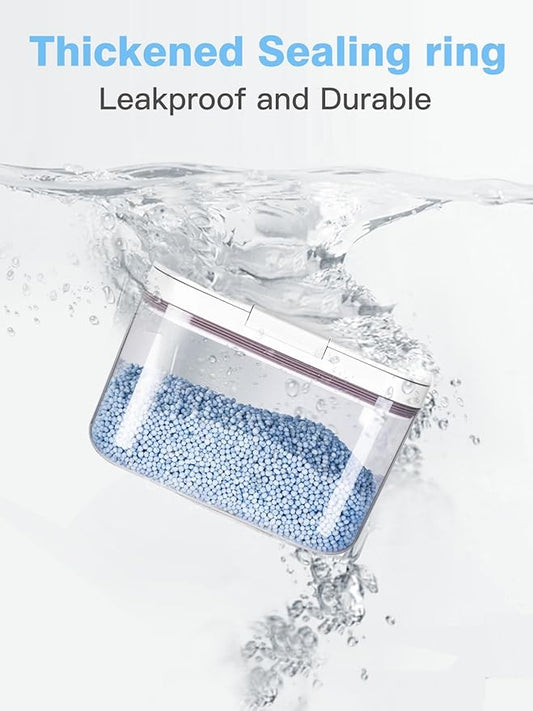 LivLab Mker Laundry Detergent Dispenser with One-Press Lid,Clear PET Powder container with Measuring Cup, Pods container 5.5L/12Lbs/200oz(270 Pods)