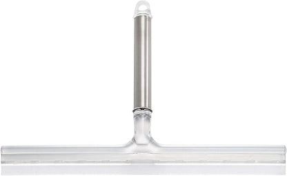 iDesign Forma Brushed Stainless Steel Squeegee with Suction Storage Hook - 12" x 8"