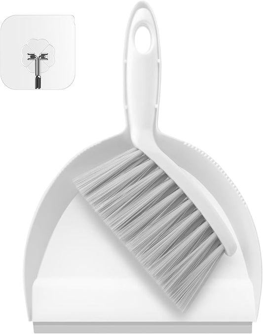 NACENA Handheld Dustpan and Broom Set – Mini Compact Brush Combo for Desktop, Sofa, Car & Kitchen Crumbs Small Cleaning Tool with Stiff Bristles, Grey