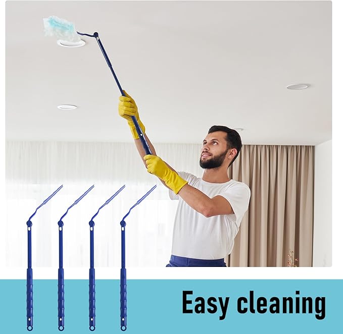 Colingmill 8 Pcs 3 ft Replacement Handles Compatible with Duster Refills, Extendable Long Extended Handle Only, Adjustable Length for Ceiling Fans, Blinds, Shelves, Windows (Blue)