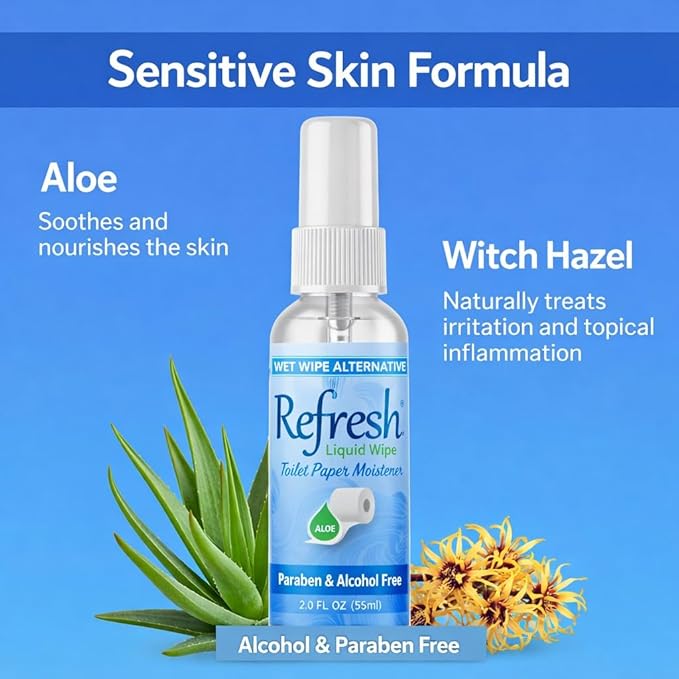 Refresh Liquid Wipe Free: Toilet Paper Spray (Sensitive Skin Spray, 2 Fl Oz (3 Pack))