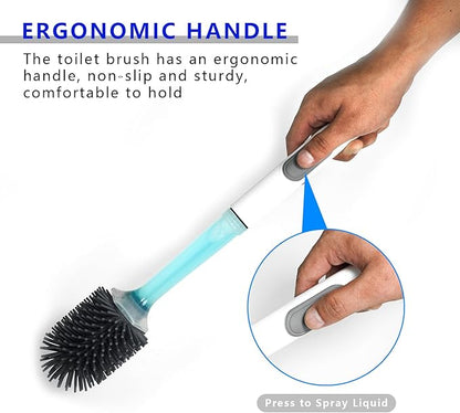 REDANT Toilet Brush and Holder Set, Silicone Toilet Bowl Brush/Cleaner Scrubber, Reusable Bathroom Cleaning Supplies with Cleaners Dispenser, Drip-Proof, Apartment/rv Essentials, Grey, 1PCS