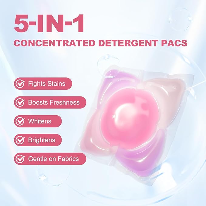 140-Count Laundry Detergent Pods, 5-in-1 Powerful Clean, Stain Remover, Color Protector, Fabric Care, Deep Intensive Clean, HE Compatible