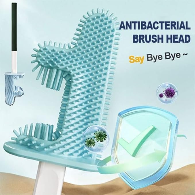 No Dead Corner Cactus Toilet Brush Silicone Toilet Brush and Holder Set Flexible Toilet Brushes for Bathroom Toilet Bowl Cleaner Brush with Base Long-Handled Toilet Brush for Deep Cleaning (White)