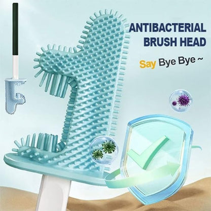 No Dead Corner Cactus Toilet Brush Silicone Toilet Brush and Holder Set Flexible Toilet Brushes for Bathroom Toilet Bowl Cleaner Brush with Base Long-Handled Toilet Brush for Deep Cleaning (White)