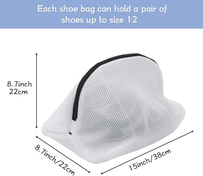 Tenn Well Shoe Washing Machine Bags, 3PCS Mesh Laundry Bags for Shoes, Sneakers, Trainers, Tennis Shoes, Slippers, Fit up to Men’s Size 12
