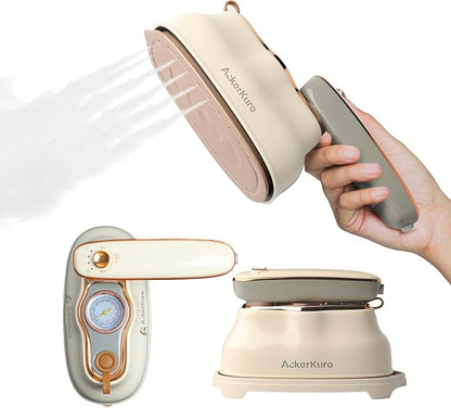 Steamer For Clothes, Steamer ＆ Iron 2 In 1,Portable Handheld travel Steam,1200W 15s Heat Up for Travel Size,Wrinkle Remover,200ml Tank,3 Modes for dress shirts for home travel,Beige, 120V