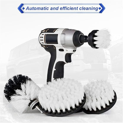 ZIMISI 4PCS Drill Brush Attachment Set, Mult-Purpose Car Wash Brush, Rotary Detailing Brush Set, Car Carpet Cleaner Brushes for Wheel, Grout, Shower, Bathroom, Floor (White)