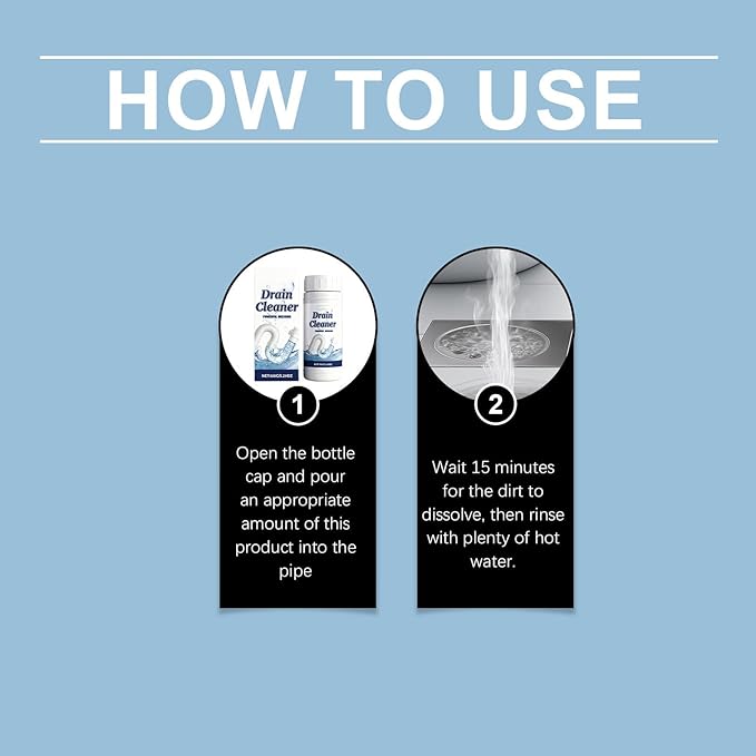 Drain Clog Remover, Powerful Pipe Dredging Agent, Sink & Drain Cleaner Powder, Dredging Agent for Kitchen Toilet Pipeline Quick Cleaning Tool (1)