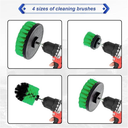 ZIMISI 4PCS Drill Brush Attachment Set, Mult-Purpose Car Wash Brush, Rotary Detailing Brush Set, Car Carpet Cleaner Brushes for Wheel, Grout, Shower, Bathroom, Floor (Green)