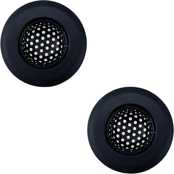 Antrader Kitchen Sink Strainer ,2.17" Top / 1.18" Basket,Stainless Steel Sink Drain Strainer,Black,2 Pack