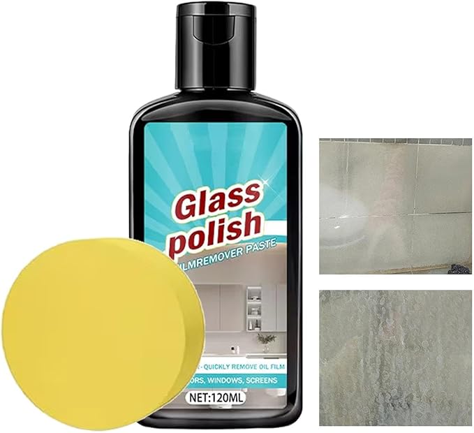 Shower Glass Cleaner - 120ml Bathroom Spray, Deep Cleaning Stain Remover for Window Mirror Faucet, Polishing Compound for Ceramic Stainless Steel Patio, Household Shine