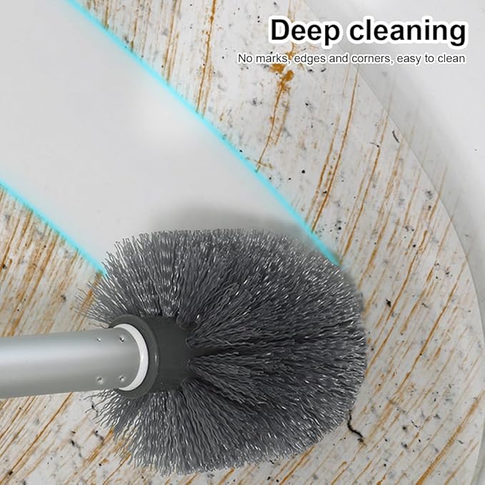 Toilet Bowl Brush and Holder,Toilet Brush with Crevice Cleaning Brushes,No Dead Corner Clean Wall Mounted Compact Toilets Brushes Set,Durable Bristles for Bathroom,RV(White Grey)