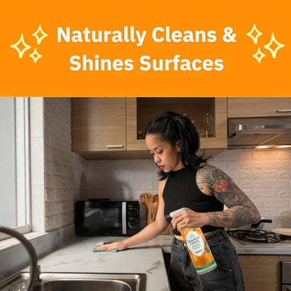 Absolute Green All Purpose Cleaner Spray, Non-Toxic, Kitchen, Bath, Countertop, Stainless, Safe around Kids + Pets, Natural Orange Scent, 25 oz (6 Pack)