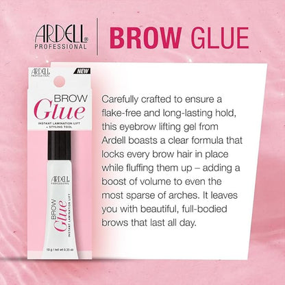 Ardell Brow Glue – Clear Eyebrow Gel for Instant Lamination Lift with Styling Brush, All day Extreme Hold Brow Gel for Fluffy Defined Brows, 0.35 oz