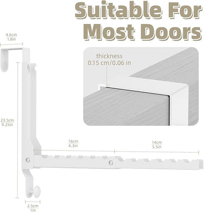 BAKON Over The Door Hangers, Over Door Hooks for Hanging, Small Space Dual Folding Portable Over Door Clothes Hanger for Clothes, Hats, Bags and Towels. (2, White(Update))