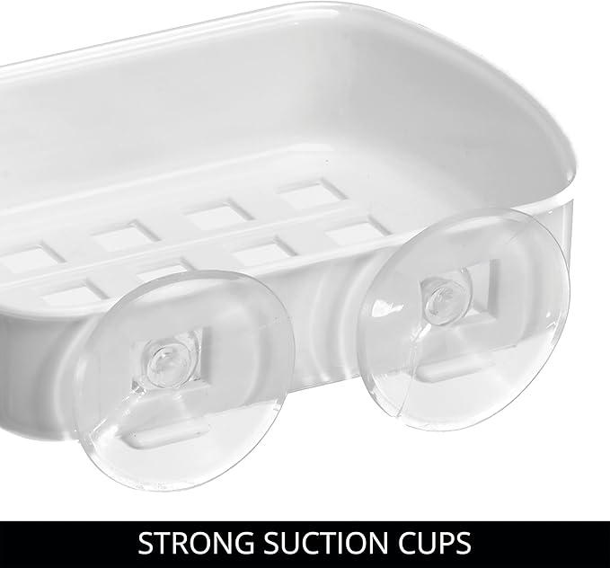 iDesign Suction Cup Soap Dish for Shower - White