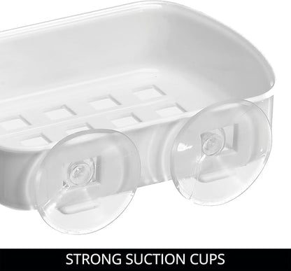 iDesign Suction Cup Soap Dish for Shower - White