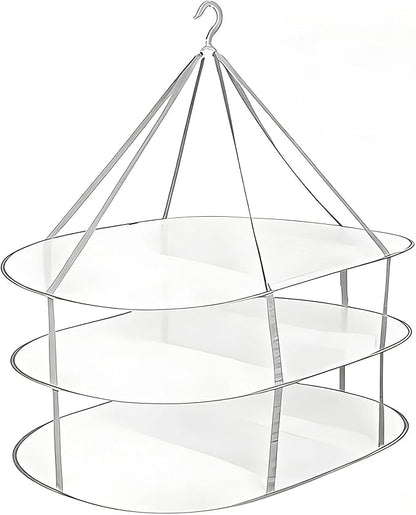 Hanging Drying Rack Foldable Sweater Clothes Dryer Flat Mesh Large Portable Fixed Windproof for Home, Dormitory and Bathroom 3 Tier