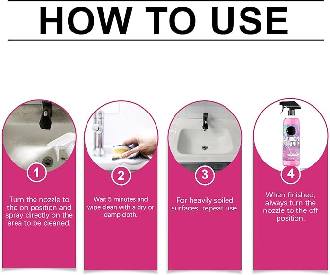 Quatrel Gefanly Bathroom Cleaner, Gefanly Powerful Pink Bathroom Cleaner Spray, All Purpose Bathrooms Descaler Foam Cleaners, Gentle Formula, for Tub Floor Tile,Showers,Bathtubs, Glass Surfaces