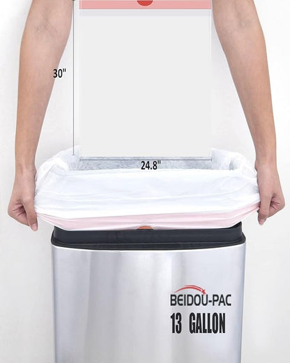 BEIDOU-PAC Trash Bags 13 Gallon Drawstring, 50 Count Garbage Bags, Tall Kitchen Trash Bags, Odorless & Extra Strength White Plastic Food Scrap Bag for Home Office Bathroom Kitchen Bins